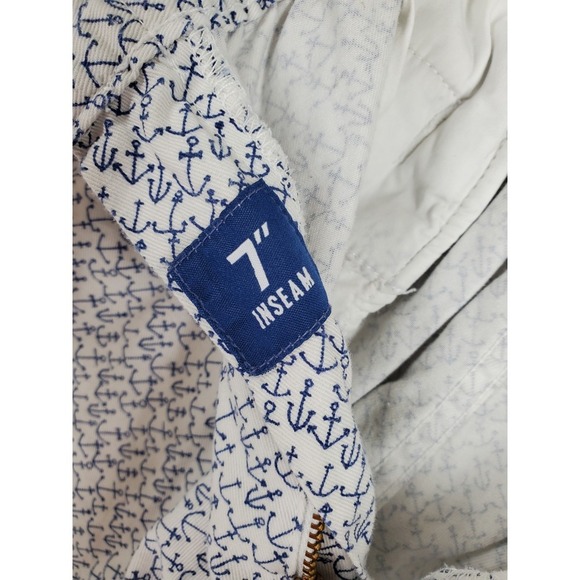 Vtg Chubbies Shorts Boating Marine Men L 28-32 x7 White Blue Vacation Beach USA - Picture 8 of 12